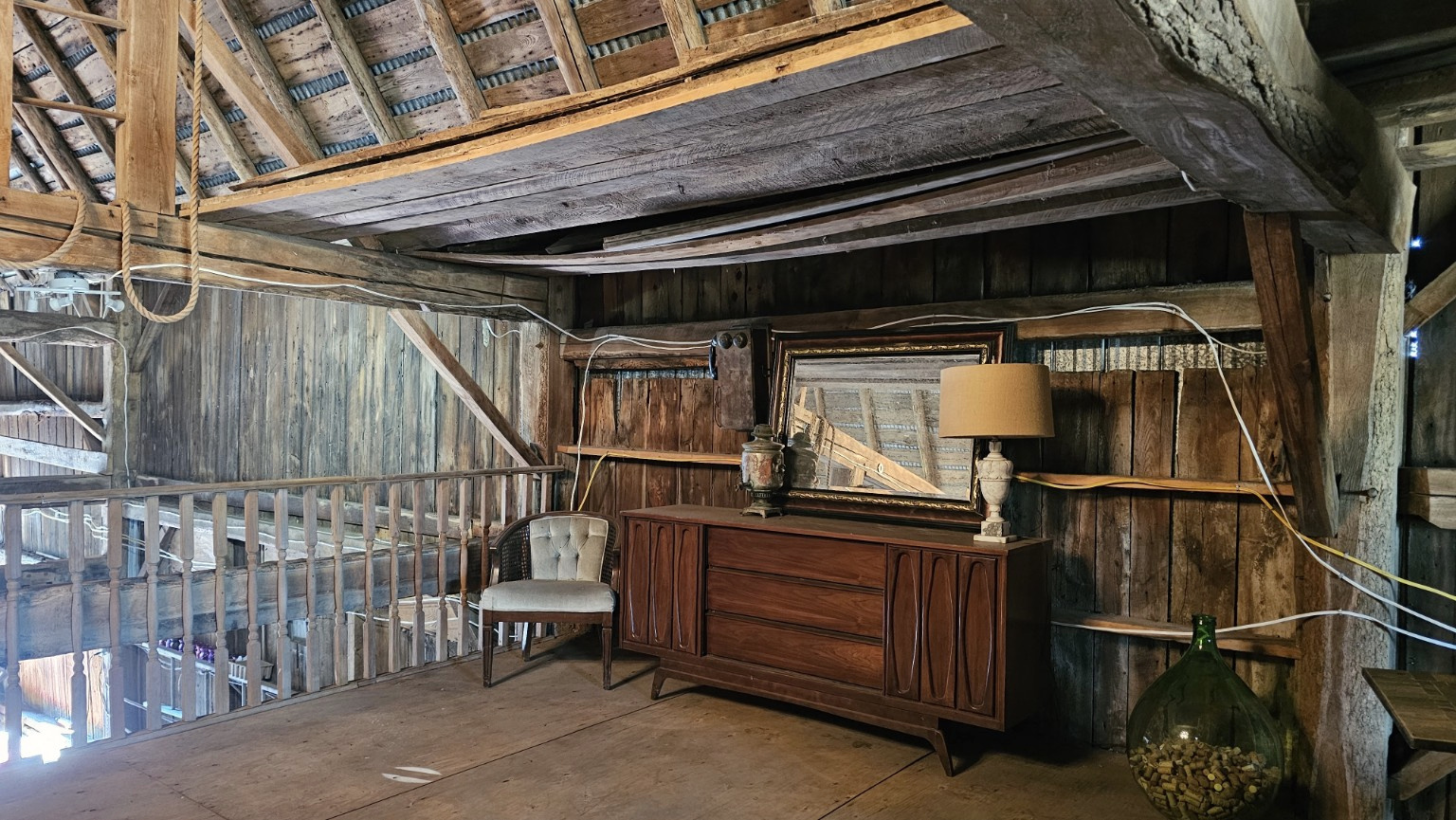 Mezzanine loft railings and timber walls
